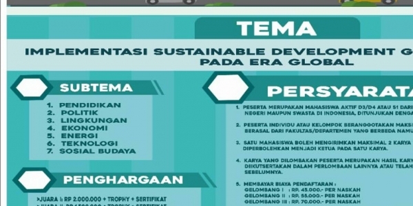 Kompetisi Essai Nasional Interdiscipliner Sciencetific Competition  For National Development (ISCOOL) 2018 Universitas Negeri Semarang